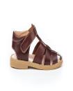 Made in Spain Classic Napa Leather Velcro Sandals Boys EU25-EU34 Brown